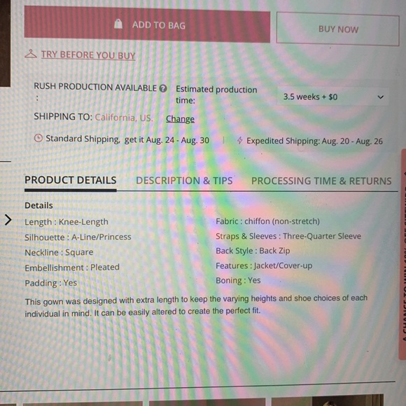 NWT Azazie Sz A10 Navy Dress W Sheer Jacket- Jeweled Pin and Zipper Garment Bag - Picture 14 of 14